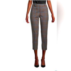 Theory Plaid Trousers in Brown and Blue Sz 6